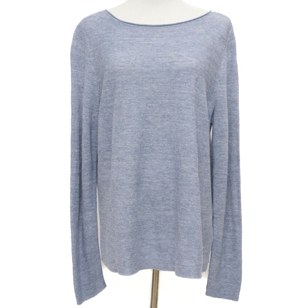 Eileen Fisher Organic Linen Cotton Slub Crew Neck Top Size Small